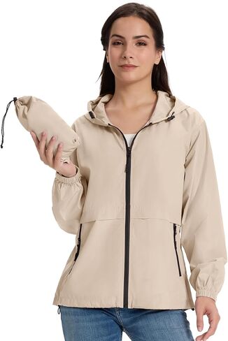SaphiRose Lightweight Rain Jacket Women Waterproof Raincoat Packable Hooded Windbreaker in Saudi Arabia