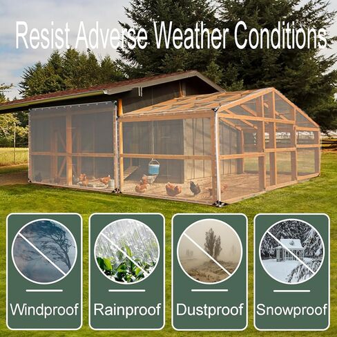 قماش القنب الشفاف مقاس 3 × 6 أقدام، قماش شفاف شديد التحمل مقاوم للماء بسمك 14 مل مع الحلقات يحمي من الماء، والأشعة فوق البنفسجية، والتمزق، ومقاوم للطقس البارد لحديقة الشرفة، والفناء، والشرفة، والخارج in Kuwait