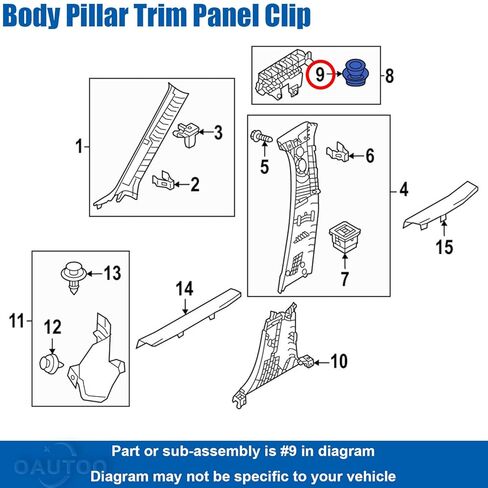 OAUTOO 10pcs Liftgate, Body Pillar Trim & Headliner Retainer Clip KD45-68-865 for Mazda 3, CX-3, CX-5 CX-9 MX-30 2013 – On in Saudi Arabia