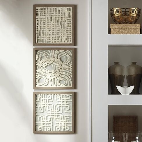 Signature Design by Ashley 3 Piece Odella Abstract Wood Framed Wall Décor, 20 x 20, Cream & Taupe in Saudi Arabia
