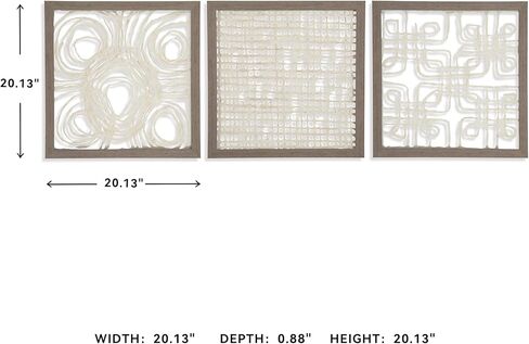 Signature Design by Ashley 3 Piece Odella Abstract Wood Framed Wall Décor, 20 x 20, Cream & Taupe in Saudi Arabia
