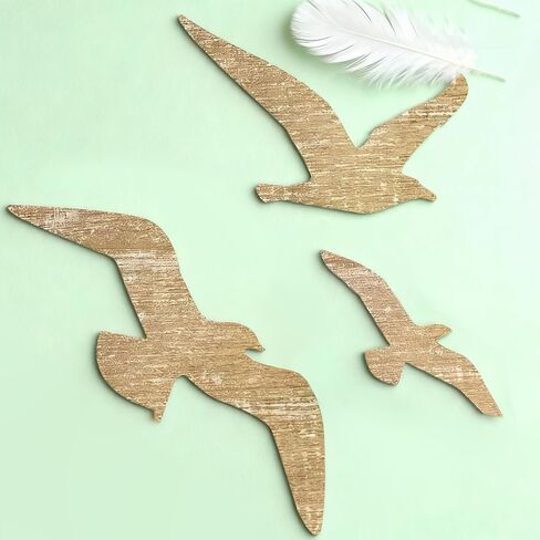 3pcs Seagull Wall Art - Adhesive Nautical Coastal Sculptures, Vintage Beach House Decor for Bathroom/Home in Saudi Arabia