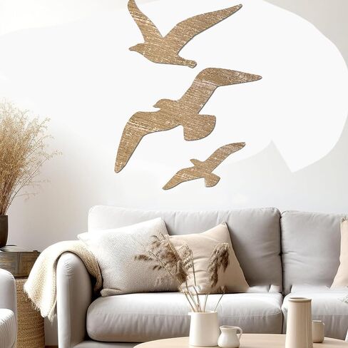 3pcs Seagull Wall Art - Adhesive Nautical Coastal Sculptures, Vintage Beach House Decor for Bathroom/Home in Saudi Arabia