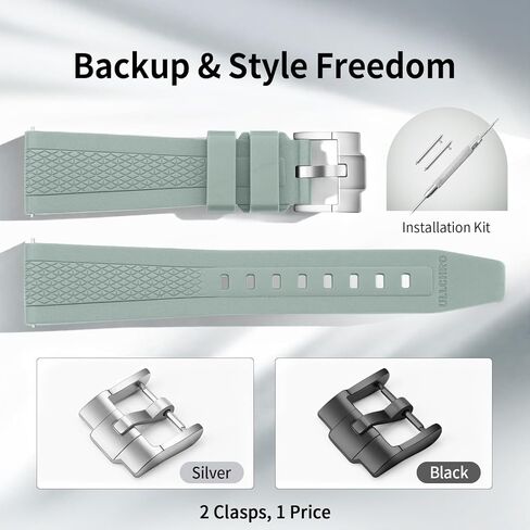 ULLCHRO Watch Strap Replacement Bands Waterproof for Mens Dive Use 20mm Quick Release Band 22mm Sport Silicone Watchband in Saudi Arabia