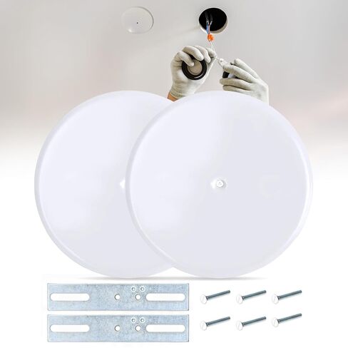 5-inch Ceiling Blank-Up Cover with Center Screw, Fits 3-1/4" to 4" Electric Box, Adjustable Bracket for Screw Hole Spacing 1.75" to 3.5", White Metal in Kuwait