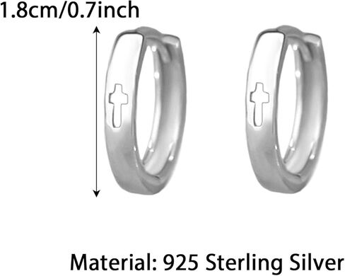XAYAH 925 الفضة الاسترليني الصليب هوب القرط للنساء الإيمان الأمل Huggie الأطواق أقراط هيبوالرجينيك إلى ابنة أمي لذيذ الجوف الصليب الأذن الكفة الأقراط المسيحية الدينية عيد الفصح مجوهرات الهدايا in Kuwait