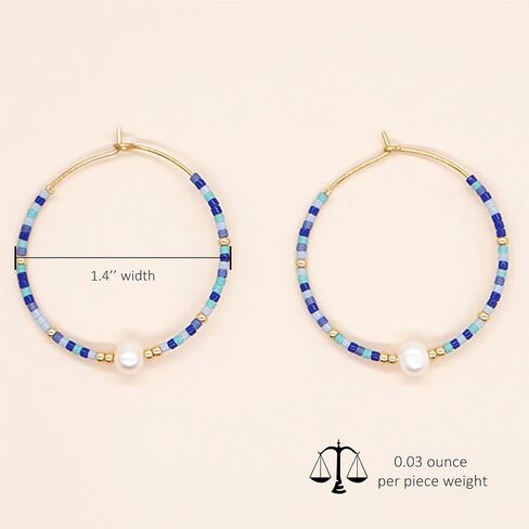Seed Beaded Pearl Gold Hoop Earrings for Women, Boho Handmade Statement Colorful Beads Circle Earing Summer Beach Jewelry Gift. in Saudi Arabia