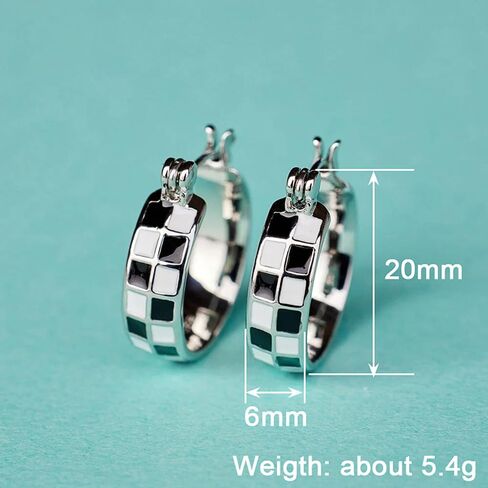 Trendy Black/White Checkered Hoop Earrings for Women New Jewelry in Saudi Arabia