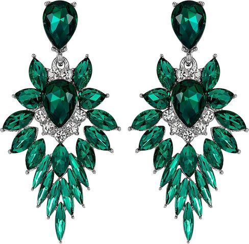 BriLove Women's Wedding Bridal Crystal Art Deco Marquise Teardrop Dangle Earrings for Brides in Saudi Arabia