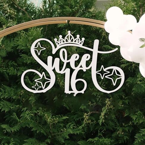 لافتة حلوة 16 للخلفية، ديكورات خشبية لعيد الميلاد السادس عشر للأولاد والبنات، لوازم حفلات أعياد الميلاد 16 عامًا in Kuwait