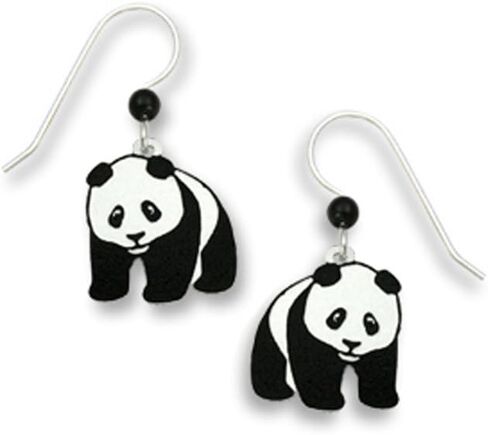 أقراط متدلية مرسومة يدويًا على شكل دب الباندا صُنعت في الولايات المتحدة الأمريكية بواسطة Sienna Sky si869 in Kuwait