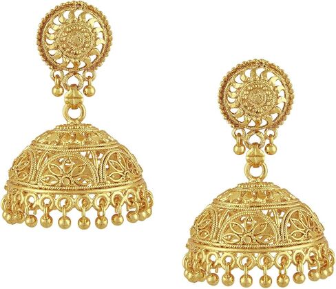Bodha Gold Plated Traditional Indian Large Jhumka Earrings for Women (SJ_45) in Saudi Arabia