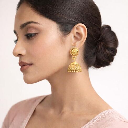 Bodha Gold Plated Traditional Indian Large Jhumka Earrings for Women (SJ_45) in Saudi Arabia
