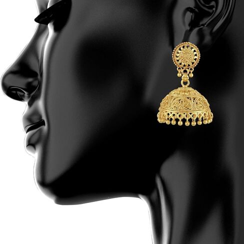 Bodha Gold Plated Traditional Indian Large Jhumka Earrings for Women (SJ_45) in Saudi Arabia