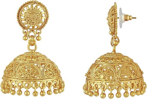 Bodha Gold Plated Traditional Indian Large Jhumka Earrings for Women (SJ_45) in Saudi Arabia