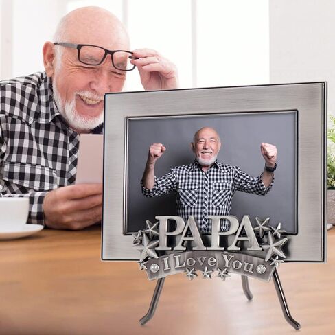 Lasody Papa I Love You Picture Frame,4x6 inch, Papa Frame With Holder Stand,Photo Gift for Papa, Grandpa, Family, Display on Tabletop in Saudi Arabia