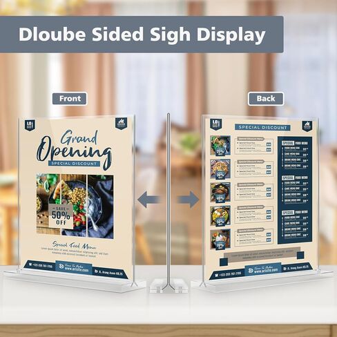 Comix Acrylic Sign Holder 8.5x11 Inches, 12 Pack Double Sided Clear Display Stand Plastic Table Top Paper Stand, Vertical Menu Flyer Holder for Restaurants, Store, Office in Saudi Arabia