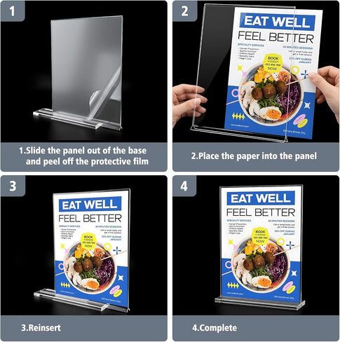 Comix Acrylic Sign Holder 8.5x11 Inches, 12 Pack Double Sided Clear Display Stand Plastic Table Top Paper Stand, Vertical Menu Flyer Holder for Restaurants, Store, Office in Saudi Arabia