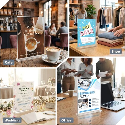 Comix Acrylic Sign Holder 8.5x11 Inches, 12 Pack Double Sided Clear Display Stand Plastic Table Top Paper Stand, Vertical Menu Flyer Holder for Restaurants, Store, Office in Saudi Arabia