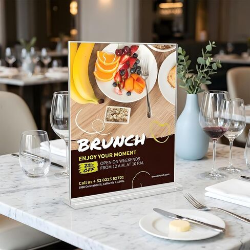 Comix Acrylic Sign Holder 8.5x11 Inches, 12 Pack Double Sided Clear Display Stand Plastic Table Top Paper Stand, Vertical Menu Flyer Holder for Restaurants, Store, Office in Saudi Arabia
