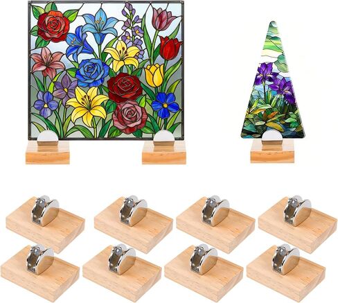 8 قطع خشبية حامل عرض زجاجي قابل للتعديل لفن الزجاج، بلاط السيراميك الملون، اللوحات، الصور والمقتنيات للمكتب، المعارض التجارية، ديكور المنزل والمعارض in Kuwait