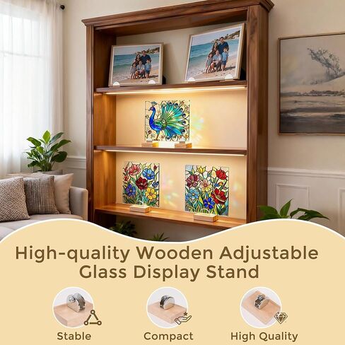 8 قطع خشبية حامل عرض زجاجي قابل للتعديل لفن الزجاج، بلاط السيراميك الملون، اللوحات، الصور والمقتنيات للمكتب، المعارض التجارية، ديكور المنزل والمعارض in Kuwait