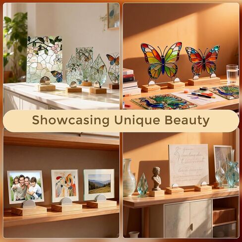 8 قطع خشبية حامل عرض زجاجي قابل للتعديل لفن الزجاج، بلاط السيراميك الملون، اللوحات، الصور والمقتنيات للمكتب، المعارض التجارية، ديكور المنزل والمعارض in Kuwait