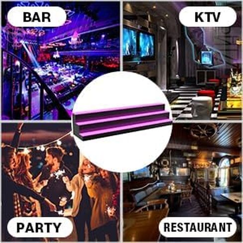 رف عرض زجاجات المشروبات الكحولية LED، رف شريط مضاء أكريليك مضاء 60 بوصة 3 خطوات للمنزل، رف شريط منزلي مضيء، حامل عرض زجاجة مضاء من الأكريليك مع جهاز تحكم عن بعد والتحكم في التطبيق in Kuwait