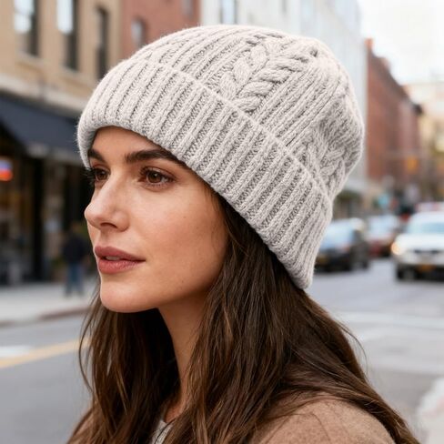 Ribbed Cuffed Knit Hat, Unisex Cable Knit Beanie, Fisherman Knit Hat, Winter Stretch Cap for Men and Women in Saudi Arabia
