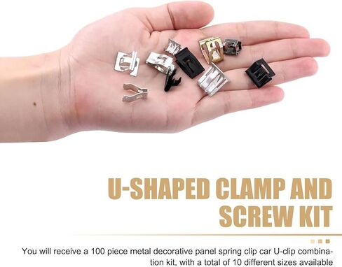 100 PCS Car Dashboard Trim Clips - 10 Sizes Interior Trim Panel Fasteners Set, Rust-proof Metal Spring Clips with Storage Box, Compatible with Most Cars (Multicolored) in Kuwait