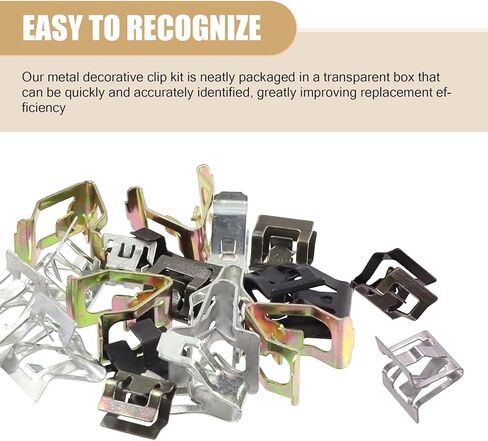 100 PCS Car Dashboard Trim Clips - 10 Sizes Interior Trim Panel Fasteners Set, Rust-proof Metal Spring Clips with Storage Box, Compatible with Most Cars (Multicolored) in Kuwait