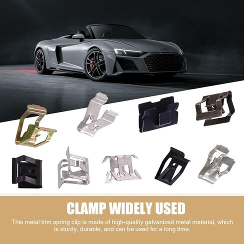 100 PCS Car Dashboard Trim Clips - 10 Sizes Interior Trim Panel Fasteners Set, Rust-proof Metal Spring Clips with Storage Box, Compatible with Most Cars (Multicolored) in Kuwait