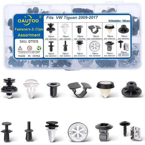 OAUTOO 130pcs fits Volkswagen Tiguan 2009-2017, Tiguan Limited 2017-2018 Body Interior and Exterior Retainer Fastener Clip Assortment Door Trim Panel Clips Bumper Fender Liner Screw with Nut Kit in Saudi Arabia
