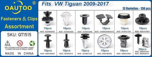 OAUTOO 130pcs fits Volkswagen Tiguan 2009-2017, Tiguan Limited 2017-2018 Body Interior and Exterior Retainer Fastener Clip Assortment Door Trim Panel Clips Bumper Fender Liner Screw with Nut Kit in Saudi Arabia