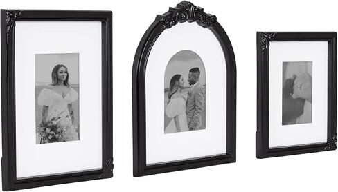 Kate and Laurel Arendahl Three-Piece Picture Frame Set, Antique Gold, Set of 3, Varying Sizes, Vintage Rectangle and Arched Photo Frame Set for Use as Gallery Wall Frames in Kuwait