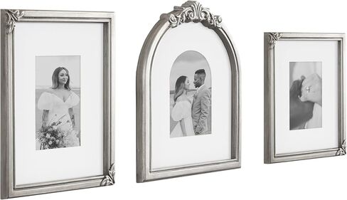 Kate and Laurel Arendahl Three-Piece Picture Frame Set, Antique Gold, Set of 3, Varying Sizes, Vintage Rectangle and Arched Photo Frame Set for Use as Gallery Wall Frames in Kuwait