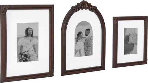 Kate and Laurel Arendahl Three-Piece Picture Frame Set, Antique Gold, Set of 3, Varying Sizes, Vintage Rectangle and Arched Photo Frame Set for Use as Gallery Wall Frames in Kuwait