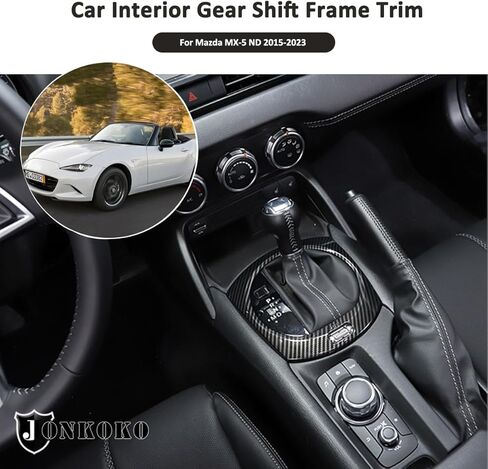 Car Interior Gear Shift Frame Trim Sticker for Mazda MX-5 ND 2015-2023 Center Console Panel Trim Cover Interior Accessories (Carbon Fiber) in Saudi Arabia