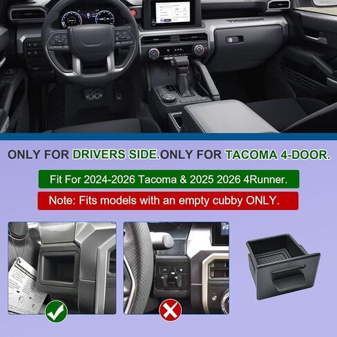 صينية تنظيم وحدة التحكم المركزية من RUNROAD متوافقة مع 2024-2026 Toyota Tacoma 4-Door/ 2025 2026 4Runner، صينية درج وحدة التحكم فتحة تهوية لسائقي Tacoma 4Runner (ليس لبابين) in Saudi Arabia