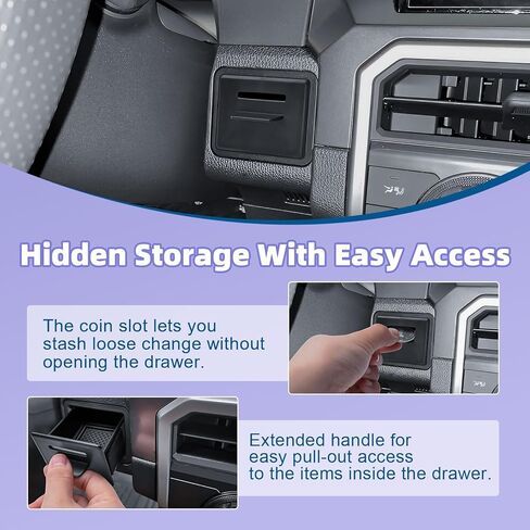 صينية تنظيم وحدة التحكم المركزية من RUNROAD متوافقة مع 2024-2026 Toyota Tacoma 4-Door/ 2025 2026 4Runner، صينية درج وحدة التحكم فتحة تهوية لسائقي Tacoma 4Runner (ليس لبابين) in Saudi Arabia