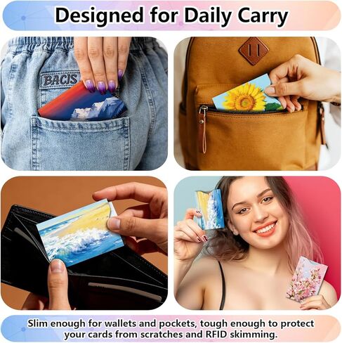 peacoblue 20Pcs RFID Blocking Sleeves for Credit Cards, 4 Stlye Scenery and Plants RFID Card Holder Protector - Identity Theft Protection Perfect Gifts for Men Women Travel Essentials Accessories in Saudi Arabia