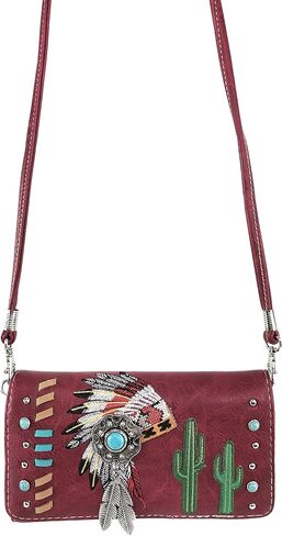 Zelris Native Indian Chieftain Headdress Feather Turquoise Stone Cactus Wallet in Kuwait