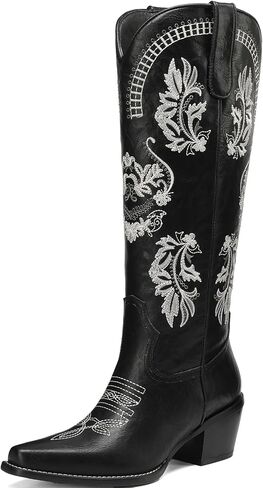Womens Knee High Cowgirl Boots Pointed Toe Western Cowboy Country Boots with Classic Embroidered in Saudi Arabia