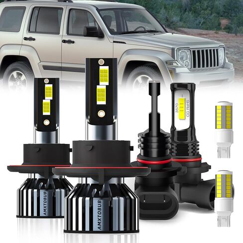 For Jeeppy Liberty 2008 2009 2010 2011 2012 Headlight Bulbs,9008/H13 High Low Beam + 9145/9140 Fog Light Bulbs + Turn signal Lights, Pack of 6 in Kuwait
