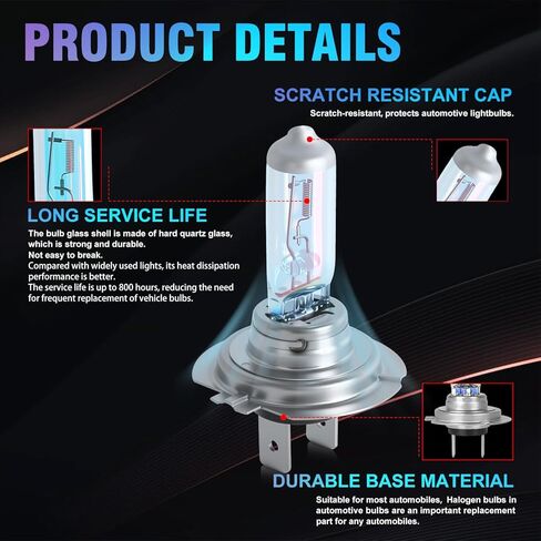 Upgraded Halogen Headlight Bulbs 2004-2009 for Mazda 3 Headlight Bulbs 9005 High Beam and H7 Low Beam, Performance 5500K White 300% Brightness 4PCS in Kuwait