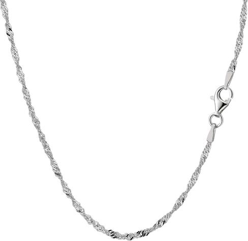 Jewelry Affairs Sterling Silver Rhodium Plated Singapore Chain Necklace, 2.0mm in Saudi Arabia
