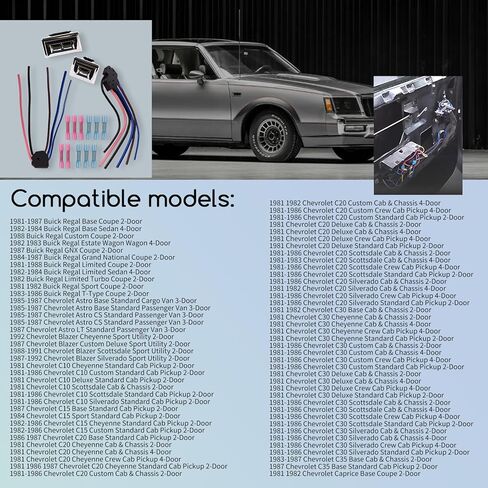 Car Power Window Switch Kit Compatible with 1980s GM Chevy Truck C10, for Driver and Passenger Door,Fits 1981-1988 Buick Regal,1981-1986 Chevrolet C10 C30 K10 K20 in Saudi Arabia
