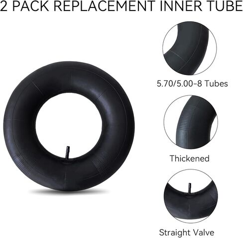2-Pack 5.00-8 Inner Tube, Straight Valve Stem for Lawn Mower, Golf Cart, Utility Trailer and Mobility Scooter Tires in Kuwait
