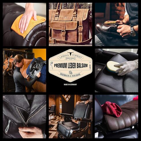 URBAN FOREST Leather Care Conditioner incl. natural Beeswax & Avocado Oil 16.9 fl oz, Heavy Duty Scratch Repair Balm - Preservative for Dry Cracked Furniture, Car Seats, Saddles, Boots Made in Germany in Saudi Arabia