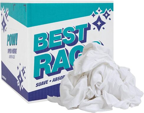 Arkwright Premium T-Shirt Rags Bulk, 5 lb Box, Cotton Cleaning Towels, Low Lint Knit Wiping Cloths for Paint, Stain, Grease, Shop and Auto Use, Quick Dry Machine Washable, White in Saudi Arabia